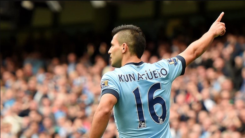 Ag&uuml;ero wore number 16 when he scored the iconic title-winning goal for Man City in 2011/12