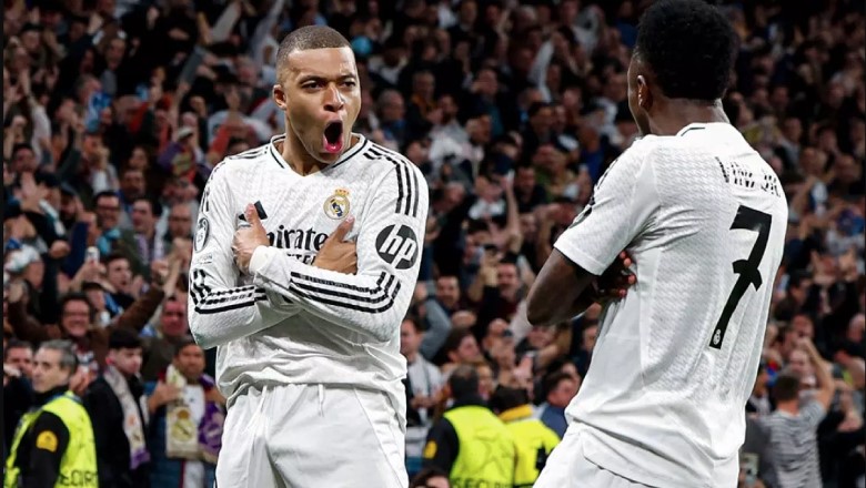 Mbapp&eacute;'s debut in 2024 was marked by the innovative houndstooth pattern of the 2024/25 kit